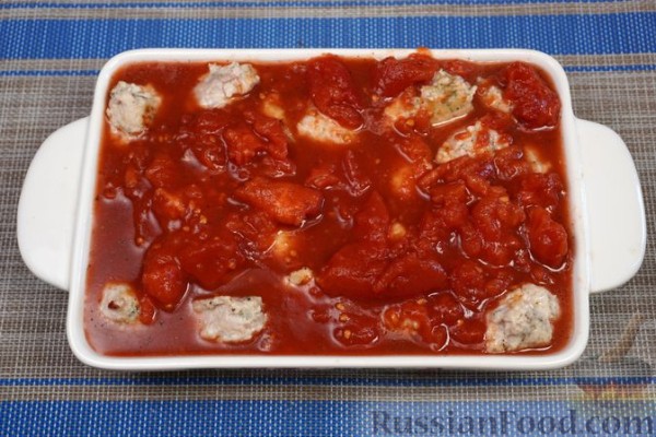 Рис с фрикадельками и сыром, в духовке