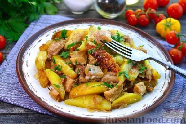 Жареная картошка с тушёнкой